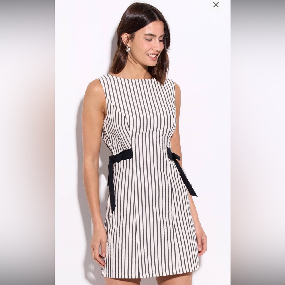 Wild Fable tie  striped black white mini dress nwt sz xl